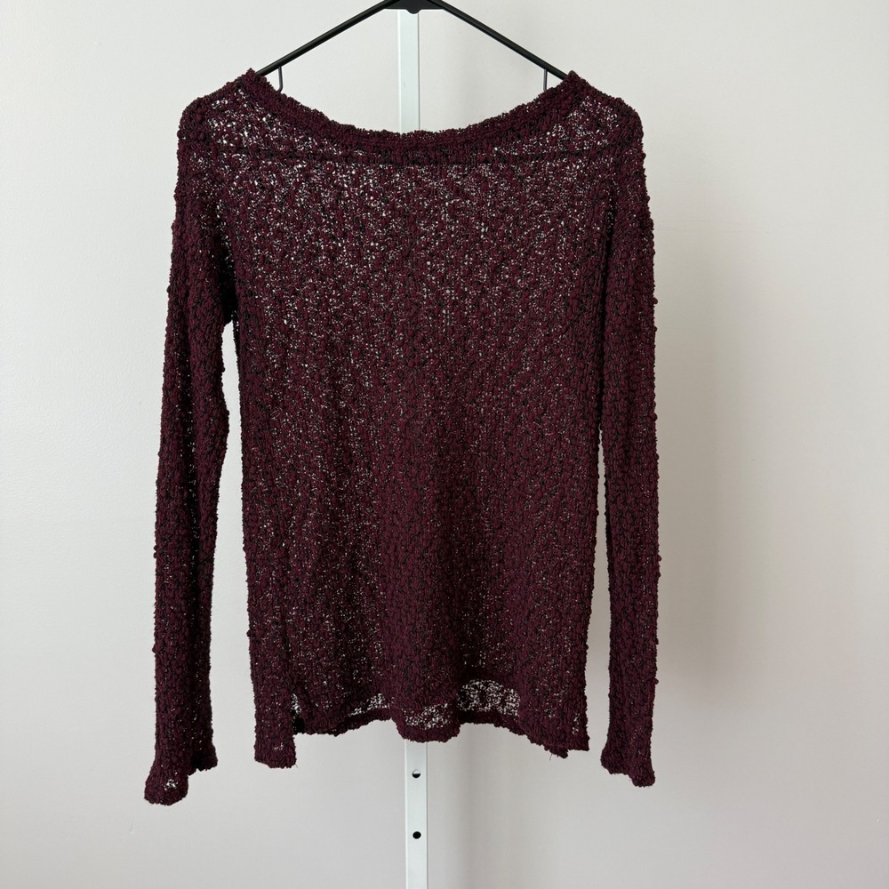 Aeropostale Women M Burgundy Textured Knit Long Sleeve Sweater Top